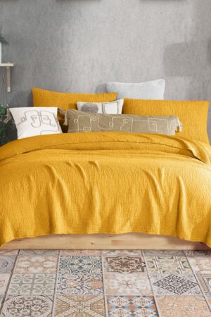 Cozy Comfort Mustard Pure Cotton Gauze Throw for All Seasons