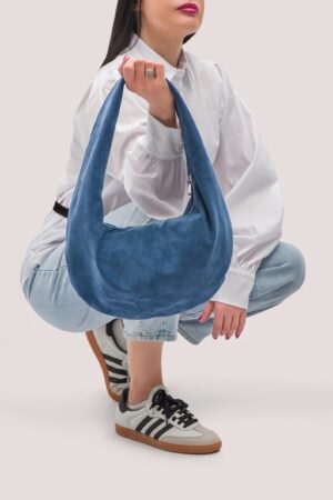 Captivating Blue Suede Hobo A Versatile Shoulder Bag for Style and Comfort