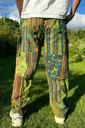 Patchwork Hippie Cotton Pants Unisex Mushroom Trousers for Festivals, Holidays, Yoga, and Summer | Ethically Made in Nepal