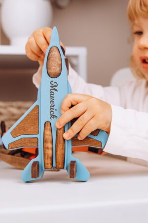 16 Vibrant Aircrafts Personalized Wooden Toys for Imaginative Play and Sensory Development