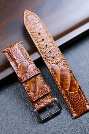 Genuine British Tan Ostrich Leg Leather Watch Band Premium Wristband for Men and Women