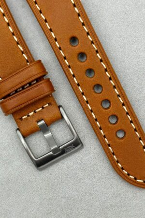 Premium Caramel Tan Italian Vegetable Tanned Full Grain Leather Watch Strap with Quick Release