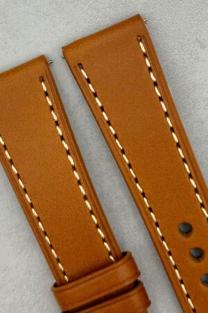 Premium Caramel Tan Italian Vegetable Tanned Full Grain Leather Watch Strap with Quick Release