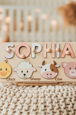 Personalized Farm Animal Name Puzzle Educational Gift for Kids, Birthdays, and Christmas