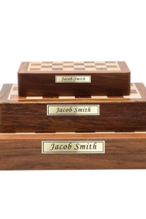 Personalized Chess Set Foldable Magnetic Board, Custom Brass Plate, Handmade Gift