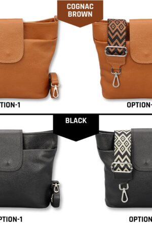 Versatile Leather Crossbody Bag Elevate Your Style with Interchangeable Straps