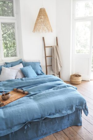 Tranquil Nights with Azure Linen Indulge in the Comfort of Blue Linen Bedding