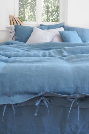 Tranquil Nights with Azure Linen Indulge in the Comfort of Blue Linen Bedding