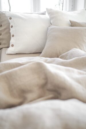 Stonewashed Linen Duvet Cover Natural Elegance with Coconut Buttons or Zipper