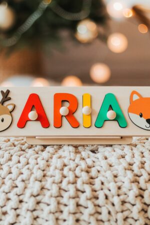 Personalized Animal Name Puzzle Educational Montessori Toy for Ocean Nursery Decor and Toddler Development