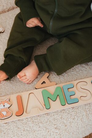 Personalized Wooden Name Puzzle Educational Montessori Toy for Toddlers and Newborns