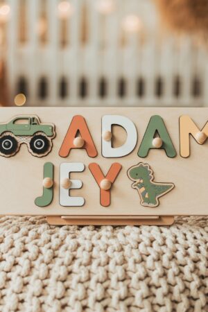 Personalized Wooden Name Puzzle Educational Montessori Toy for Toddlers and Newborns