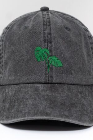 Embroidered Monstera Leaf Baseball Cap Tropical Summer Style with Washed Cotton Comfort