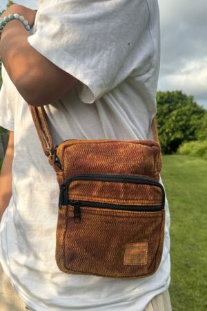 Artisan-Crafted Cotton Crossbody Adjustable Strap, Triple Zip Compartments