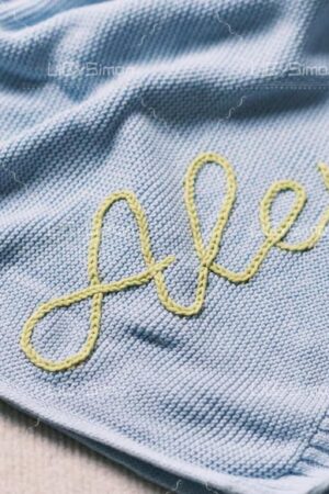 Personalized Knit Baby Blanket Embroidered with Love, Wrapped in Warmth