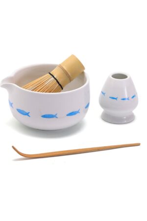 Exquisite Hand-Painted Fish Ceramic Matcha Bowl with Spout Elevate Your Tea Ceremony