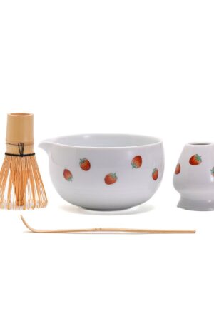 Exquisite Hand-Painted Strawberry Chawan Bowl Elevate Your Matcha Ritual with Premium Accessories