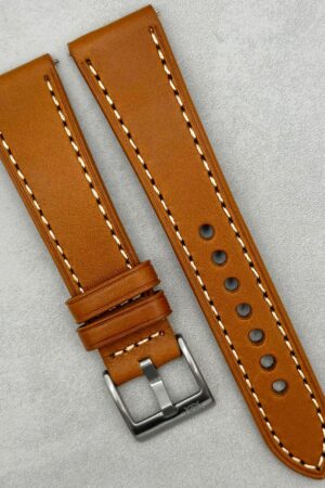 Premium Caramel Tan Italian Vegetable Tanned Full Grain Leather Watch Strap with Quick Release