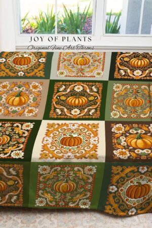 Cozy Autumn Vibes Retro Pumpkin Blanket for Whimsical Fall Decor