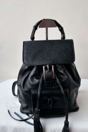 Vintage Gucci Black Leather Bamboo Backpack A Timeless Classic