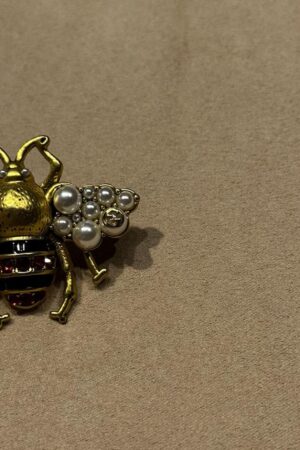 Vintage Gucci Gold-Tone Bee Brooch with Sparkling Stones