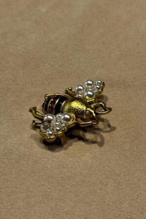 Vintage Gucci Gold-Tone Bee Brooch with Sparkling Stones