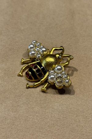 Vintage Gucci Gold-Tone Bee Brooch with Sparkling Stones