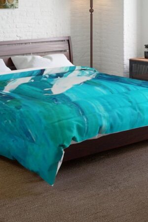 Coastal Boho Comforter Ocean Wave Art for a Serene Bedroom or Beach Home