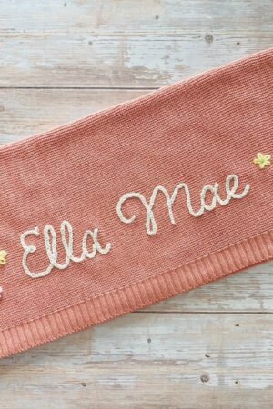 Personalized Baby Knit Blanket Embroidered Soft Cotton for Newborn Gifts and Baby Showers