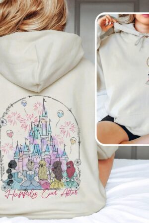 Enchanting Princess Happily Ever After Sweatshirt A Watercolor Masterpiece for Disney Lovers