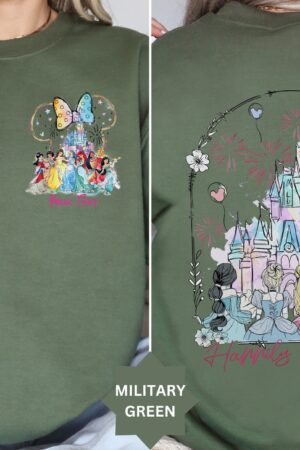 Enchanting Princess Happily Ever After Sweatshirt A Watercolor Masterpiece for Disney Lovers