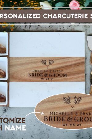 Personalized Acacia Wood Serving Board A Cherished Gift for Couples and Families