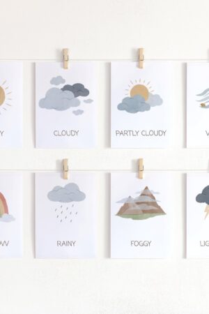 12 Weather Flashcards Engage Your Little Learners with Rainbow Educational Printables