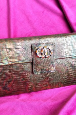 Exclusive Blue-Green Lizard Engraved Italian Leather Wallet XL Size, Unparalleled Craftsmanship