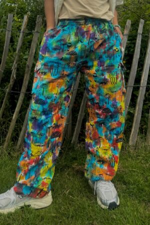 Groovy Tie-Dye Hippie Pants Mushroom Magic for Festival Vibes and Yoga Bliss