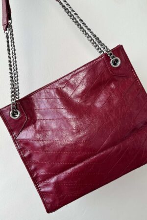 Vintage Yves Saint Laurent Maroon YSL Shoulder Bag Timeless Elegance