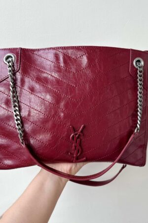 Vintage Yves Saint Laurent Maroon YSL Shoulder Bag Timeless Elegance