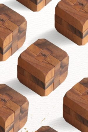 Hidden Passage Intricate Wooden Cube Puzzle for Adults - Handmade 3D Brain Teaser