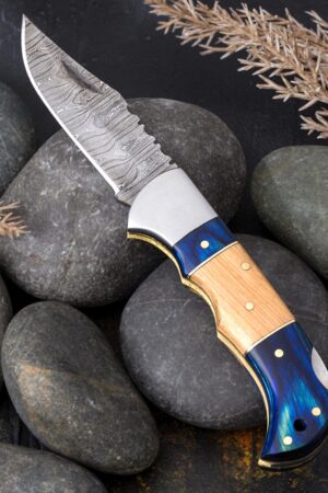 Personalized Damascus Steel Folding Knife The Ultimate Groomsman, Anniversary, or Boyfriend Gift