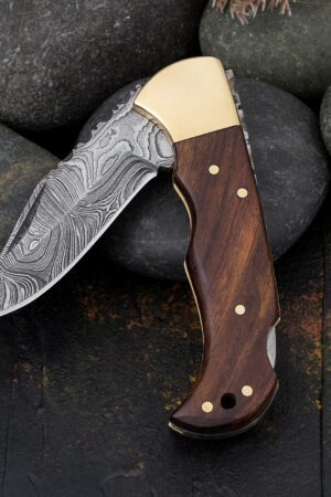 Personalized Damascus Steel Folding Knife The Ultimate Groomsman, Anniversary, or Boyfriend Gift