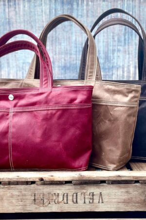 Bordeaux Waxed Canvas Tote Versatile Handbag, Perfect Gift for Loved Ones