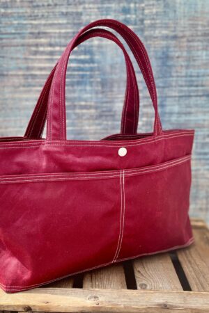 Bordeaux Waxed Canvas Tote Versatile Handbag, Perfect Gift for Loved Ones