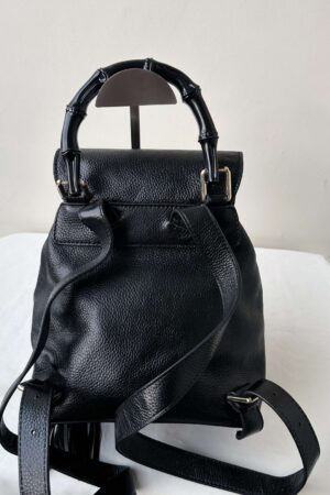 Vintage Gucci Black Leather Bamboo Backpack A Timeless Classic