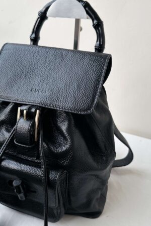 Vintage Gucci Black Leather Bamboo Backpack A Timeless Classic