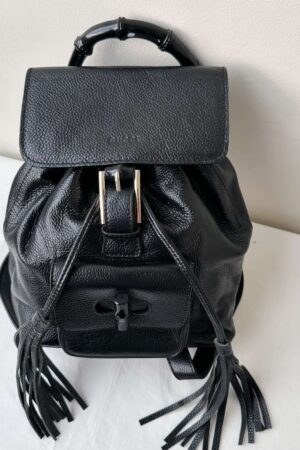 Vintage Gucci Black Leather Bamboo Backpack A Timeless Classic