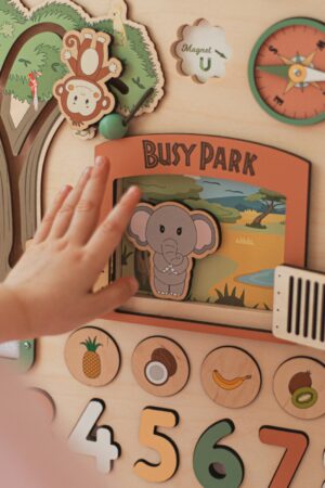 Personalized Woodland Busy Board Montessori-Inspired Sensory Toy for Baby Boys