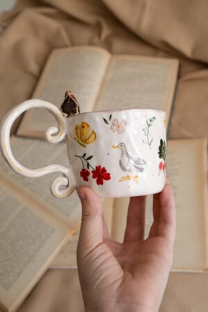 Handmade Ceramic Mug with Village Scene A Touch of Rustic Charm for Your Morning Brew