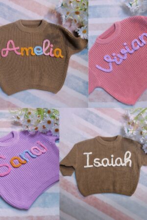 Cozy Comfort for Your Little One Personalized Baby Sweater with Embroidered Name