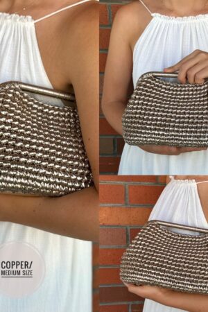 Gilded Glamour Woven Metallic Raffia Clutch for Enchanting Evenings