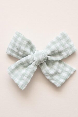 Adorable Green Plaid Gingham Cotton Baby Hair Bow Perfect for Little Princesses